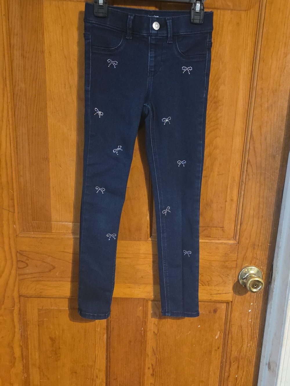 wonder nation Navy Skinny Jeans with Bow Rhinestones